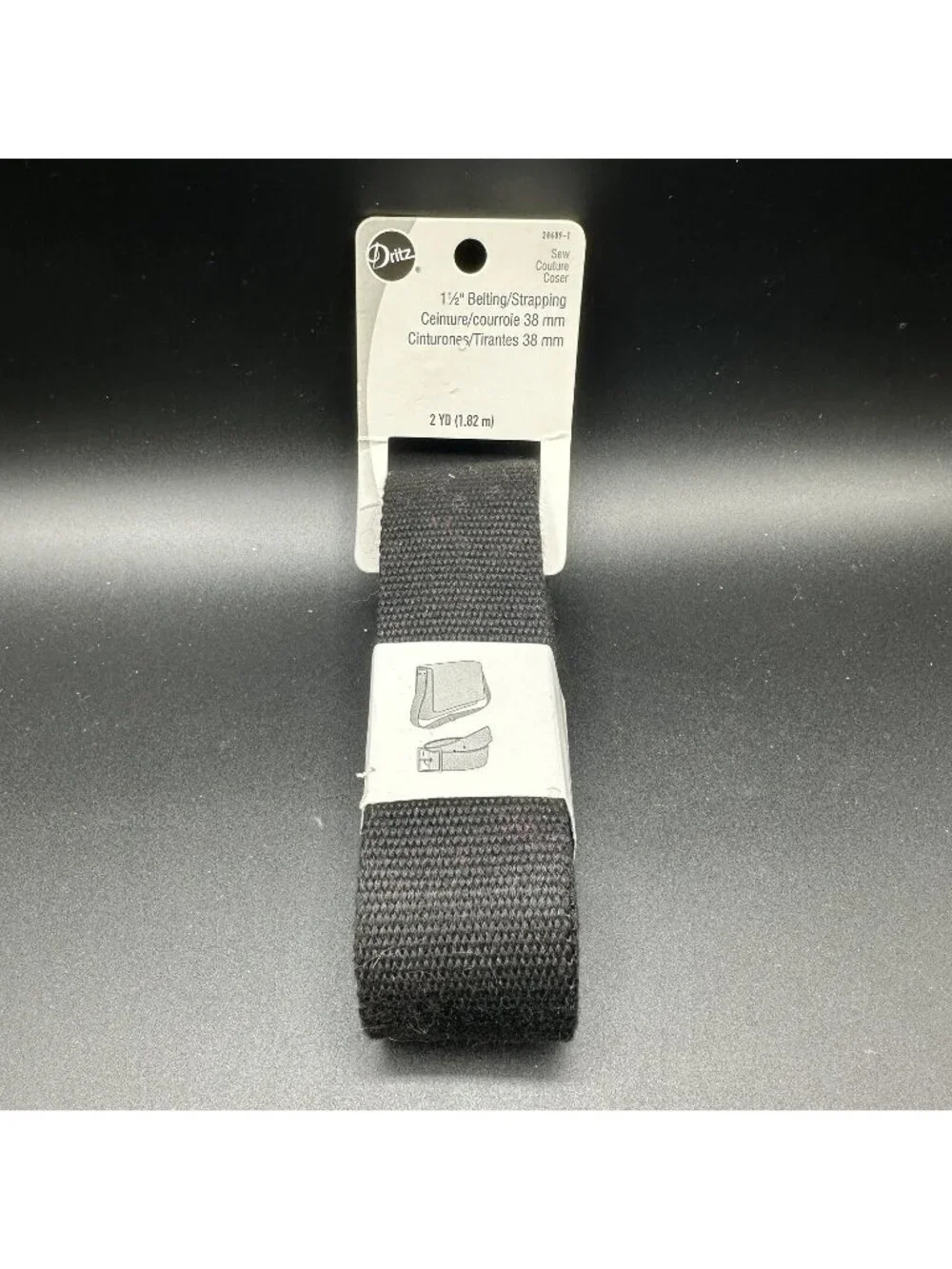 Dritz Lot Of 3 Black Polyester Webbing 1.5